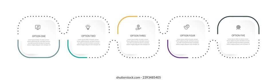 Elemento vectorial de plantilla infográfica de diseño moderno con proceso de 5 pasos o opciones 