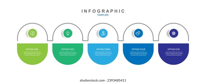 Modern design infographic template vector element with 5 step process or options 