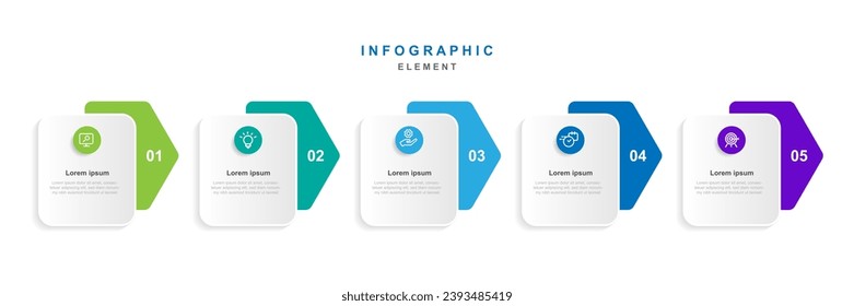 Modern design infographic template vector element with 5 step process or options 