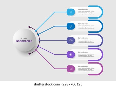Modern design infographic vector element with five step or options.