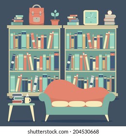 Modern Design Interior Chairs and Bookshelf