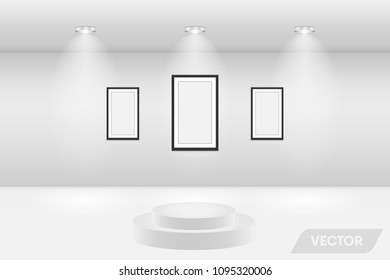 Modern design of interior gallery hall., Vector, Illustration.