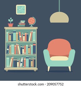 Modern Design Interior Sofa And Bookcase