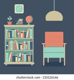 Modern Design Interior Sofa And Bookcase