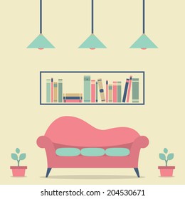 Modern Design Interior Sofa and Bookshelf