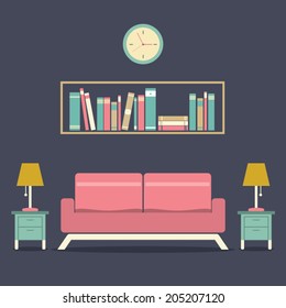 Modern Design Interior Sofa and Bookshelf