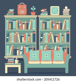 Modern Design Interior Sofa and Bookshelf