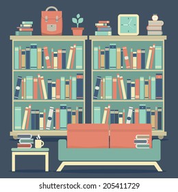 Modern Design Interior Sofa and Bookshelf