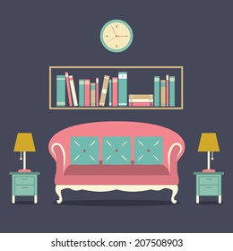 Modern Design Interior Sofa and Bookshelf