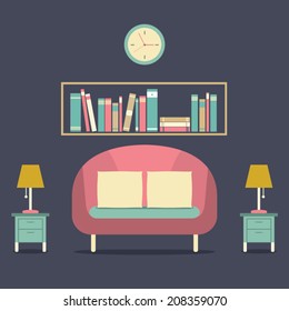 Modern Design Interior Sofa and Bookshelf