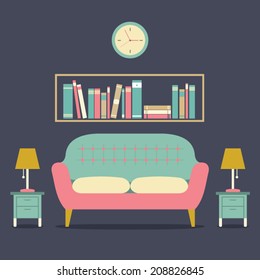 Modern Design Interior Sofa and Bookshelf