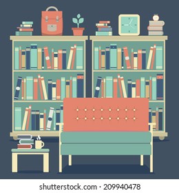 Modern Design Interior Sofa and Bookshelf