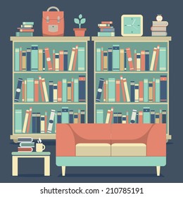 Modern Design Interior Sofa and Bookshelf