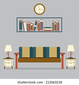 Modern Design Interior Sofa and Bookshelf