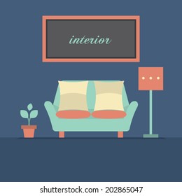 Modern Design Interior Sofa Vector Illustration