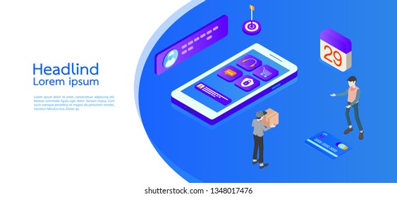 Modern design isometric concept businessman. infographic elements. Vector illustration.