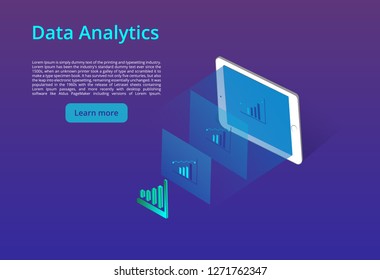 Modern design isometric concept of Data Analysis for website and mobile website. Landing page template. Easy to edit and customize