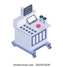 An modern design isometric icon of ecg machine system 