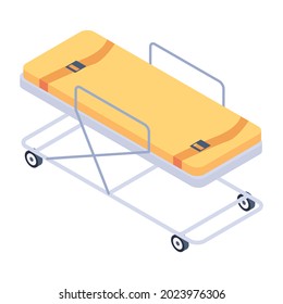 A modern design isometric icon of stretcher bed 