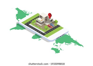 Modern design isometric illustration of Mobile Navigation. Suitable for Diagrams, Infographics, Book Illustration, Game Asset, And Other Graphic Related Assets
