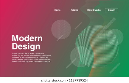 Modern design landing page template with geometric abstract colorful gradient background vector eps 10.