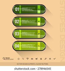 Modern design layout. Four glossy buttons. Vector elements.