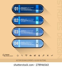 Modern design layout. Four glossy buttons. Vector elements.
