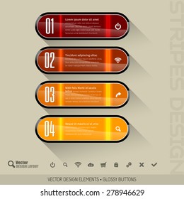 Modern design layout. Four glossy buttons. Vector elements.