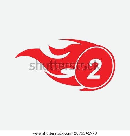 Modern design. letter 2 design template. Burning flame design vector illustration