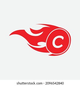 Modern design. letter C design template. Burning flame design vector illustration
