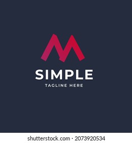 Letra M de diseño moderna con estilo gradiente