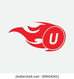 Modern design. letter U design template. Burning flame design vector illustration