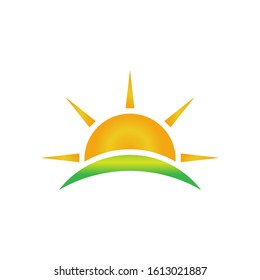 Modern Design Logo. Environment or Nature. Sun with Curved Lines