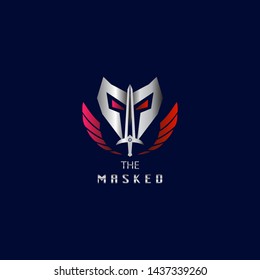 Modern Design Logo Mask, Sword and wings Icon