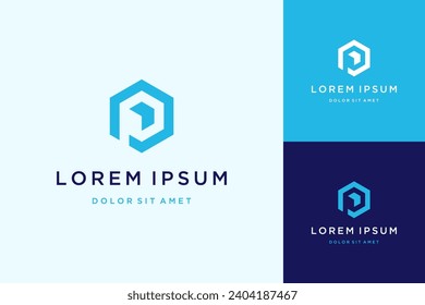 modern design logo or monogram or initial letter P with hexagon