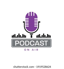 Modern Design Logo Podcast.  Flat Vector Illustration