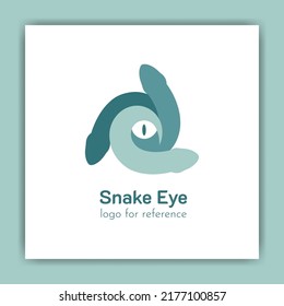Modern design logo with three snakes and eye in the center. Design logo snake eye in green dominant color for the reference