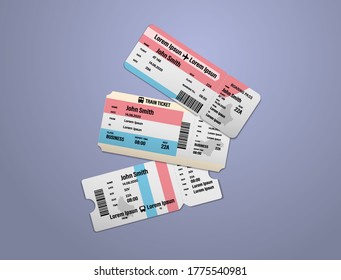 Modern design of Luxembourg airline, bus and train travel boarding pass. Three tickets of Luxembourg painted in flag color. Vector illustration isolated