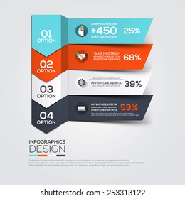 Modern Design Minimal infographic template - can be used for  numbered banner, horizontal cutout lines , graphic or website. Vector