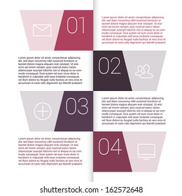 Modern Design Minimal style infographic template layout. Infographics, numbered banner, horizontal cutout lines, graphic or website layout vector with icons. 