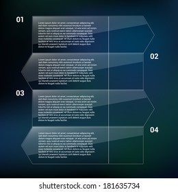 Modern Design Minimal style infographic template layout. Infographics, numbered banner, horizontal cutout lines, graphic or website layout vector with icons on dark background.