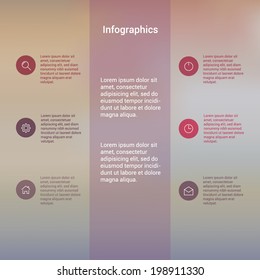 Modern Design Minimal style infographic template layout. Infographics, numbered banner, horizontal cutout lines, graphic or website layout vector with icons on retro background. 