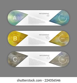 Modern Design Minimal Style Infographic Template with Alphabet - Numbered Banners - Horizontal Cutout Lines - Graphic or Website Layout Vector