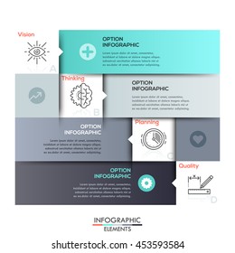 Modern Design Minimal style infographic template with thin line icons, can be used for infographics, numbered banners, horizontal cutout lines, graphic or website layout vector