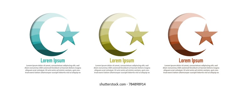 modern design of moon and star shape with papercut layered design template