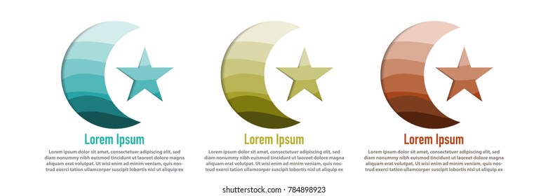 modern design of moon and star shape with papercut layered design template
