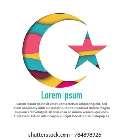 modern design of moon and star shape with papercut layered design template