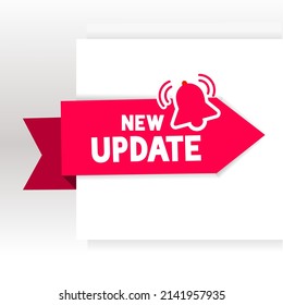 Modern design new update text  With Bell icon. Web Banner Element. Banner for business, marketing and advertising. Flat Vector illustration