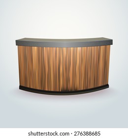 Modern Design Office Reception Or Bar Counter, Made Of Separate Planks Easy To Edit