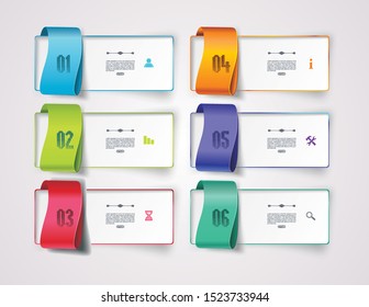 Modern design from option lines with folded banners. Can be used for workflow layout, diagram, number steps, web design.